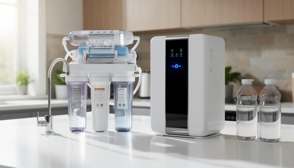 découvrez notre guide complet pour choisir le meilleur osmoseur domestique, avec ou sans réservoir, à flux direct, pour une eau pure et saine chez vous.
