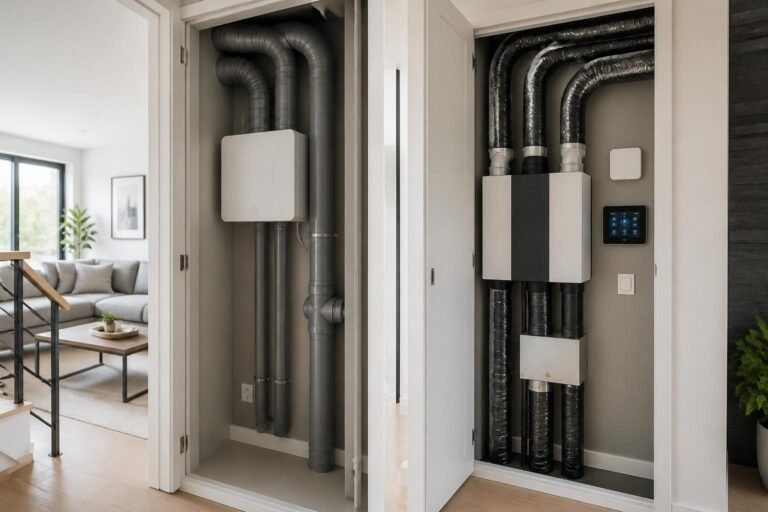 Installation VMC hygroréglable en rénovation avec gaines isolées et boîtier de commande numérique