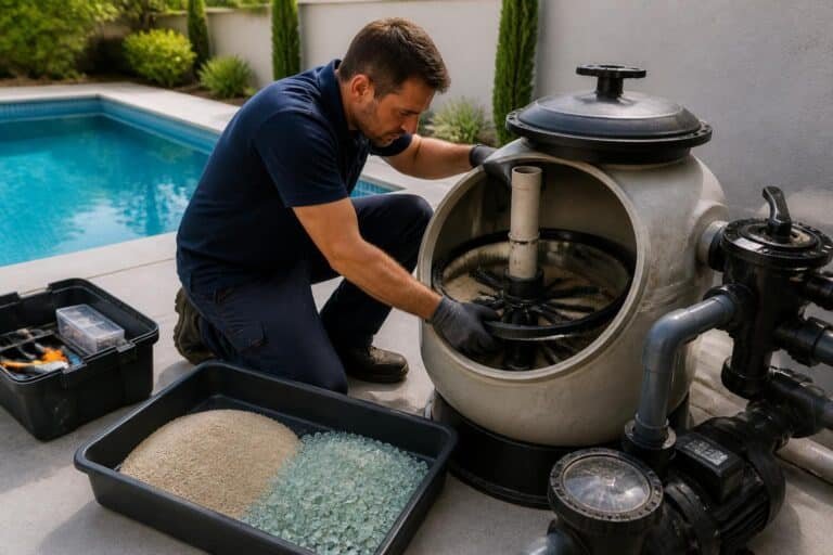 découvrez comment changer et nettoyer efficacement le sable ou le verre de votre filtre de piscine pour assurer une eau claire et propre toute la saison.
