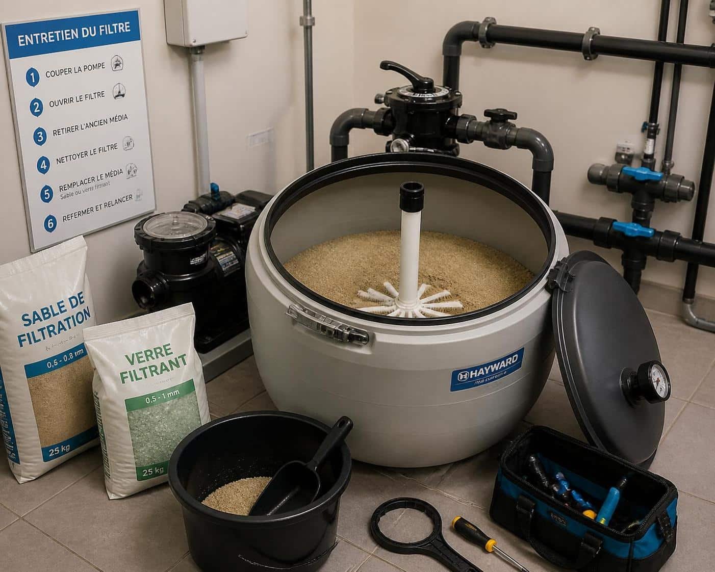 découvrez comment remplacer et nettoyer efficacement le sable ou le verre de votre filtre de piscine pour garantir une eau propre et limpide toute la saison.