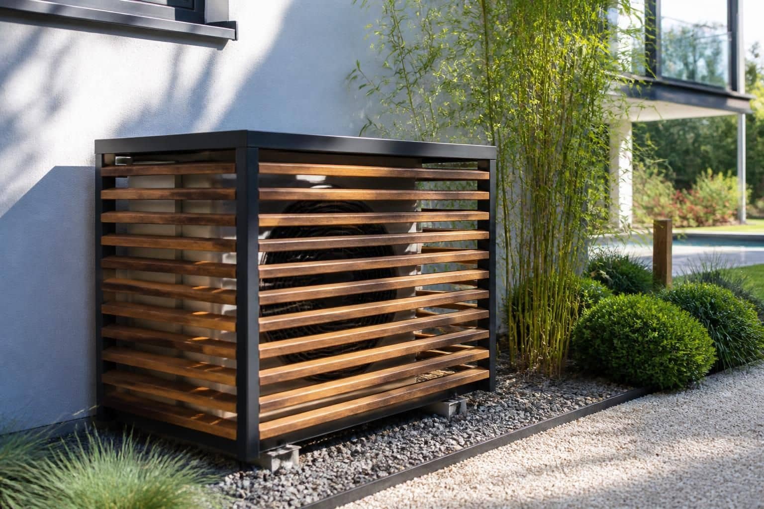 découvrez comment protéger et dissimuler l'unité extérieure d'une pompe à chaleur tout en assurant son bon fonctionnement et sa durabilité.
