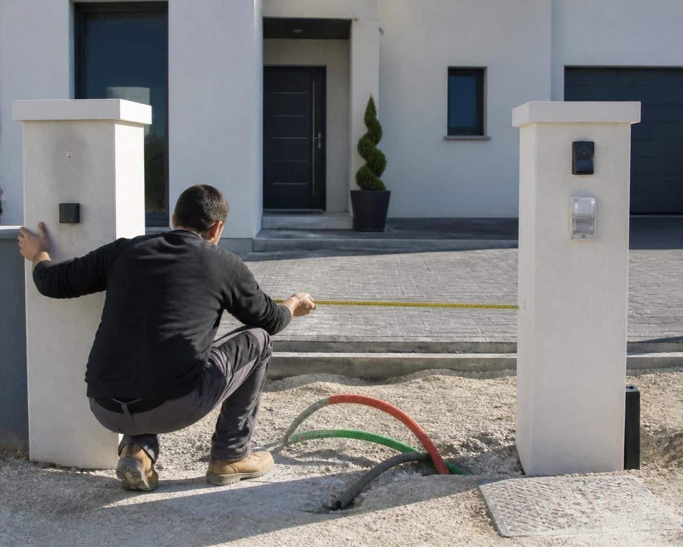 découvrez quelle distance respecter entre les piliers et les types de gaines à prévoir pour l'installation optimale de votre portail.
