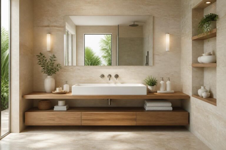 découvrez comment harmoniser travertin et bois dans votre salle de bain pour créer un espace naturel et sophistiqué alliant élégance et chaleur.
