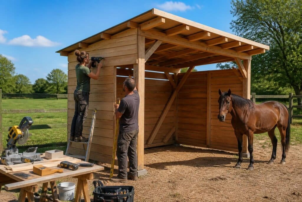 découvrez comment construire un abri pour chevaux fait maison facilement grùce à nos conseils pratiques et astuces simples pour protéger vos chevaux en toute saison.