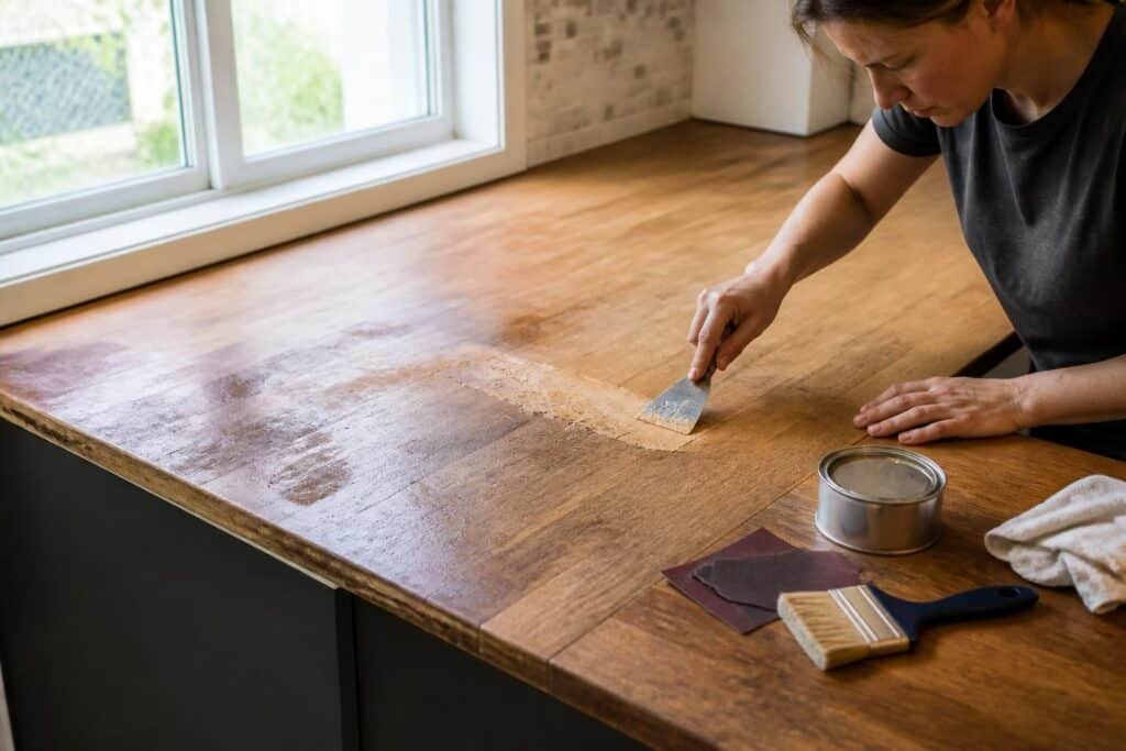 découvrez comment réparer efficacement un plan de travail en bois abîmé par l'eau grâce à nos conseils pratiques et faciles à suivre.