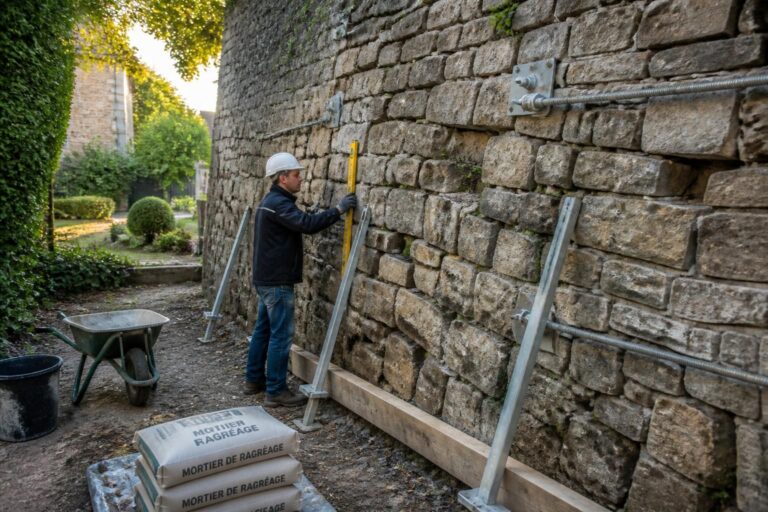 découvrez comment diagnostiquer le risque d'un mur en pierre qui penche et quelles solutions adopter pour le renforcer efficacement.