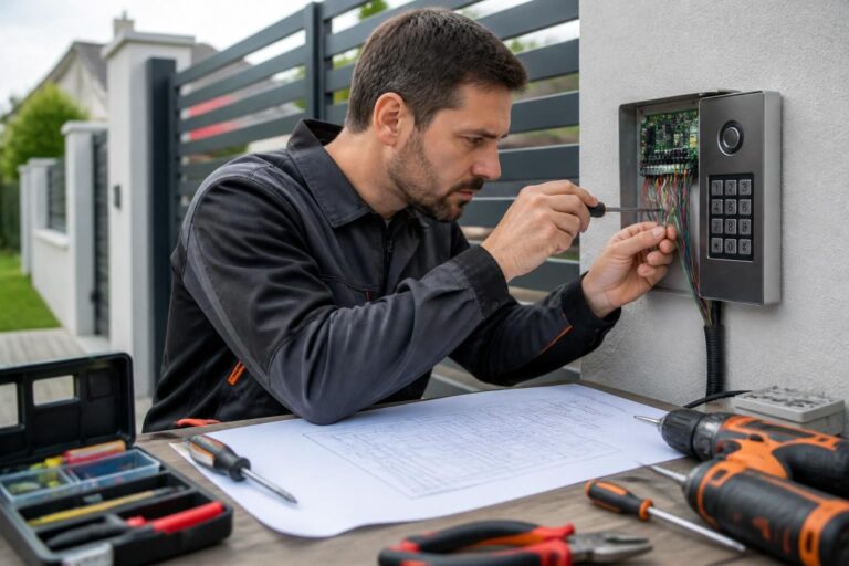 apprenez à brancher un digicode de portail en suivant le schéma du fabricant pour éviter les erreurs de câblage et garantir une installation sécurisée et fonctionnelle.