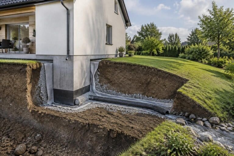 découvrez comment réaliser le drainage périphérique d’une maison : pente du terrain, pose du drain et choix de l’exutoire pour protéger vos fondations de l’humidité.